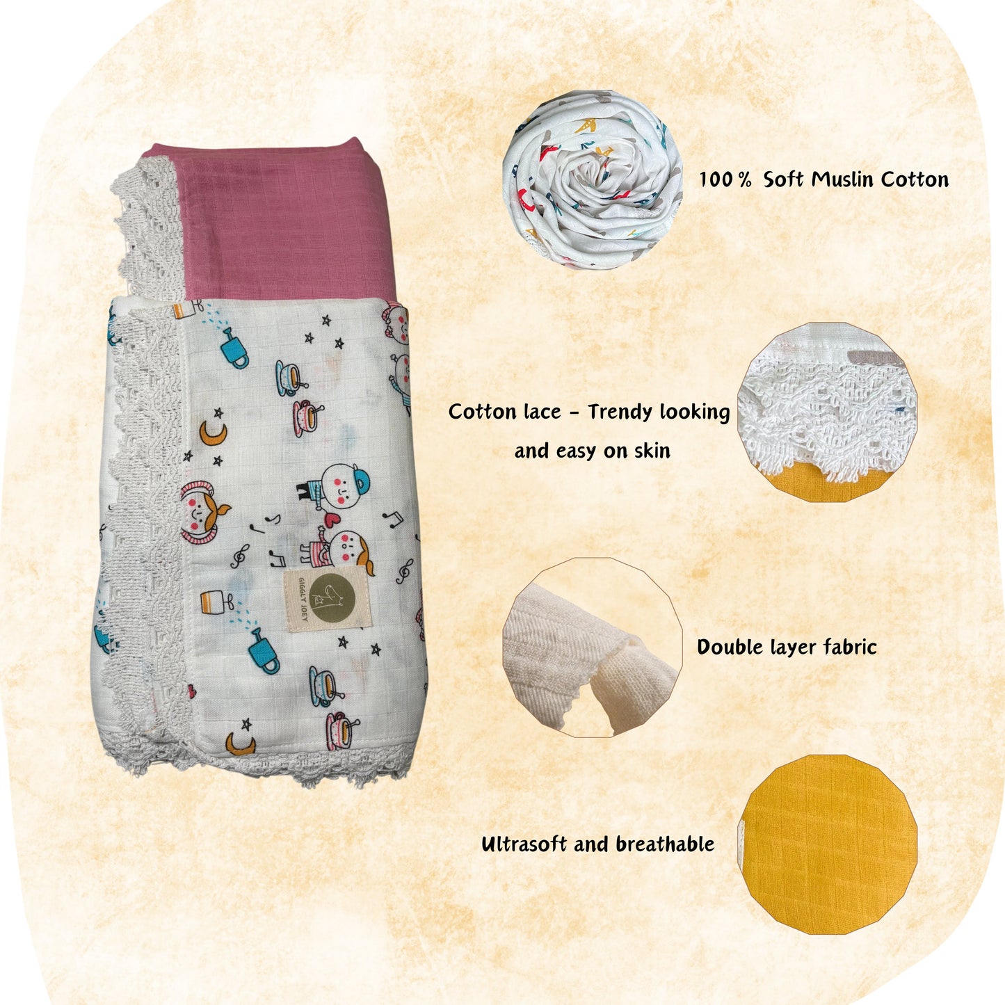 Blush Playful Duo - Pure Cotton Baby Swaddle