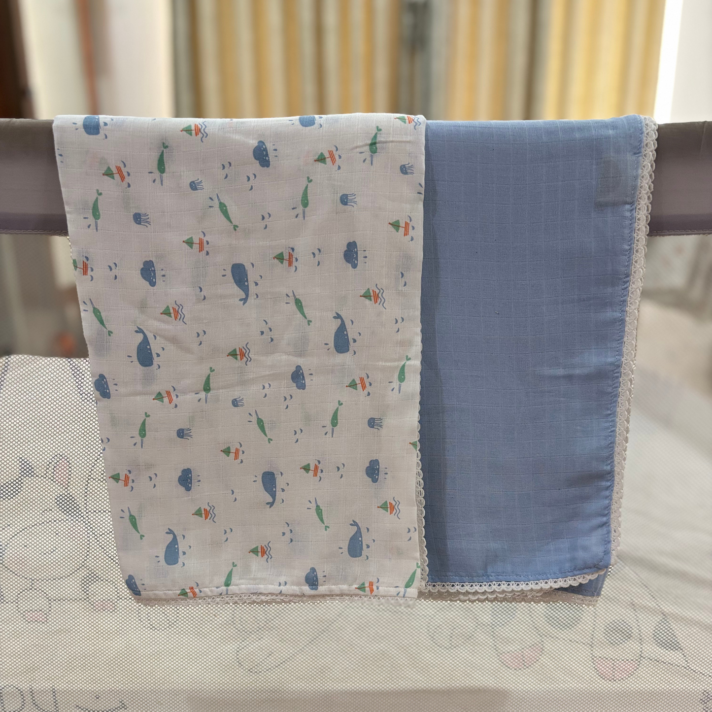 Seaside Snuggles Duo- Pure Cotton Baby Swaddle (XL)
