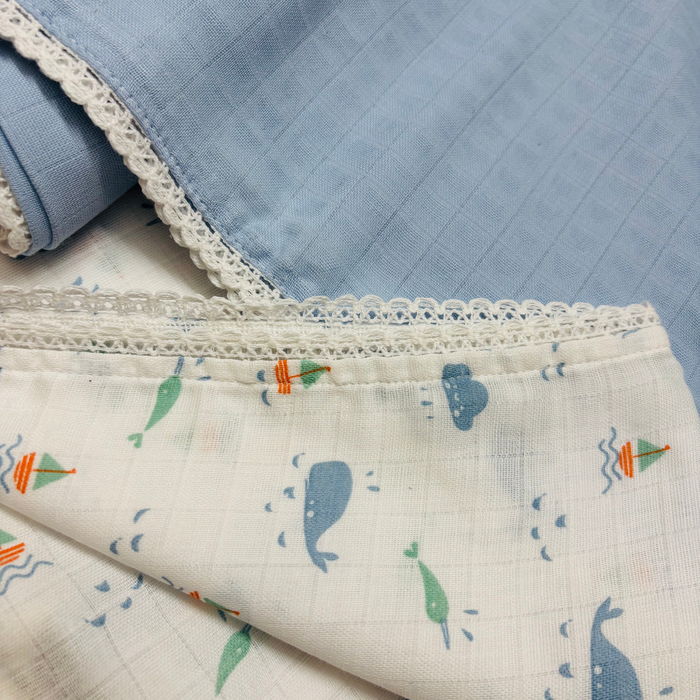 Seaside Snuggles Duo- Pure Cotton Baby Swaddle (XL)