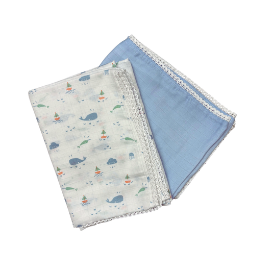 Seaside Snuggles Duo- Pure Cotton Baby Swaddle (XL)