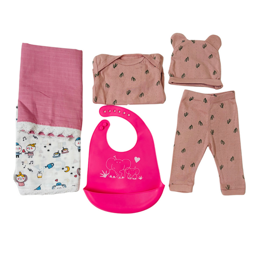 Born Pink - Clothing Set, Swaddles and Bib Combo