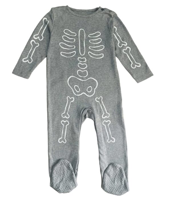 Grey Skeleton - Baby Comfortable Organic Cotton Sleepsuits & Bodysuits - 9 months - 12 months