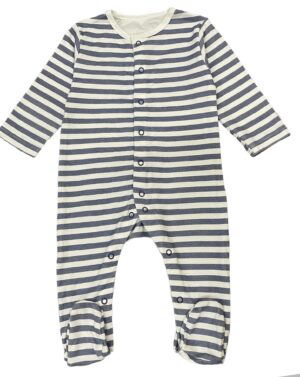 Grey Stripe - Baby Comfortable Organic Cotton Sleepsuits & Bodysuits - 12 months - 18 months